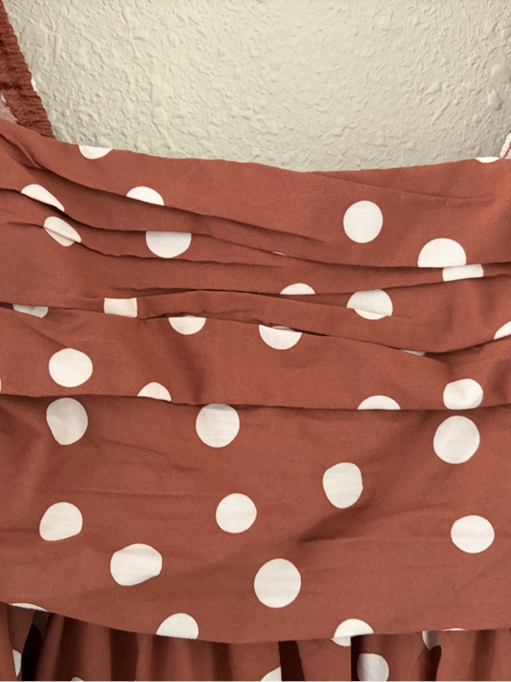 Abercrombie & Fitch Rust Brown Polka Dot Puff Sleeve Mini Dress - Picture 3 of 9